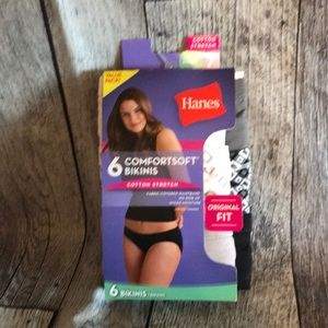 6 Pairs Hanes Women's Cotton Stretch Bikinis Panties